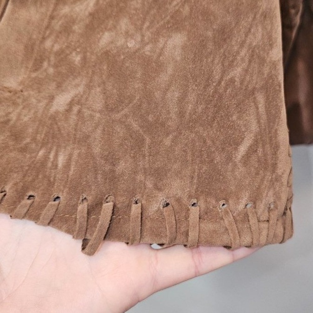 Vintage Selene Faux Suede Western Jacket Brown Button Front Blazer Size 12 - Picture 12 of 12